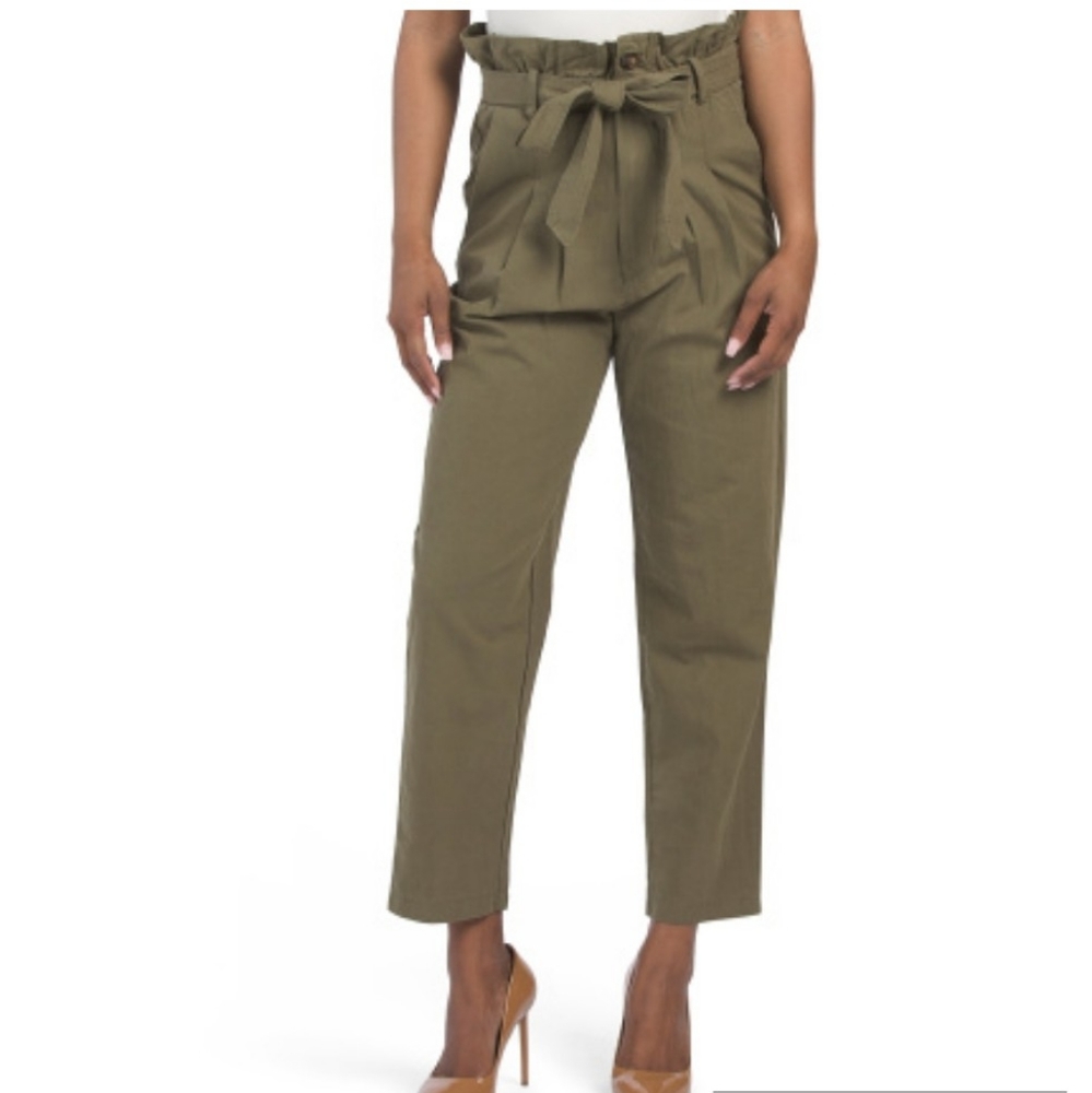 7 For All Mankind Green Paper Bag Waist Pants Medium